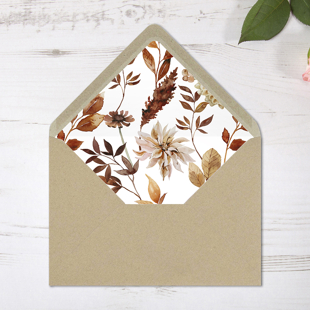 Printed Envelope Liners ‘Autumn Garden’ C7/6/5 Sq 5x7